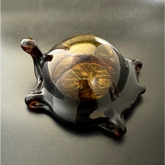 Hand Blown Caramel Amber Glass Turtle Tortoise Paperweight Figurine Art Piece - Picture 4 of 13